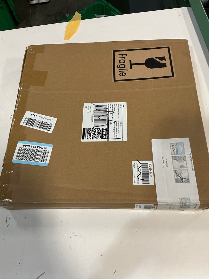 Condition photo showing New/Like New for Coastal Framed Wooden Wall Art: Ocean Pictures Sailboat Art Prints Beach Artwork Collection Set of 3 Seascape Decorations for Home White Beach Chair Boat 16" x 16"