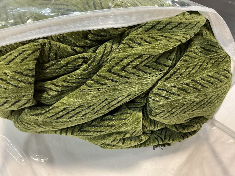 Condition photo showing Good Condition for boho chenille couch cover for dogs, non slip sofa cover, couch slipcover covers for 3 cushion, furniture protector with tassels for pets washable, 71"x134", fishbone green fishbone green 71*134 inch