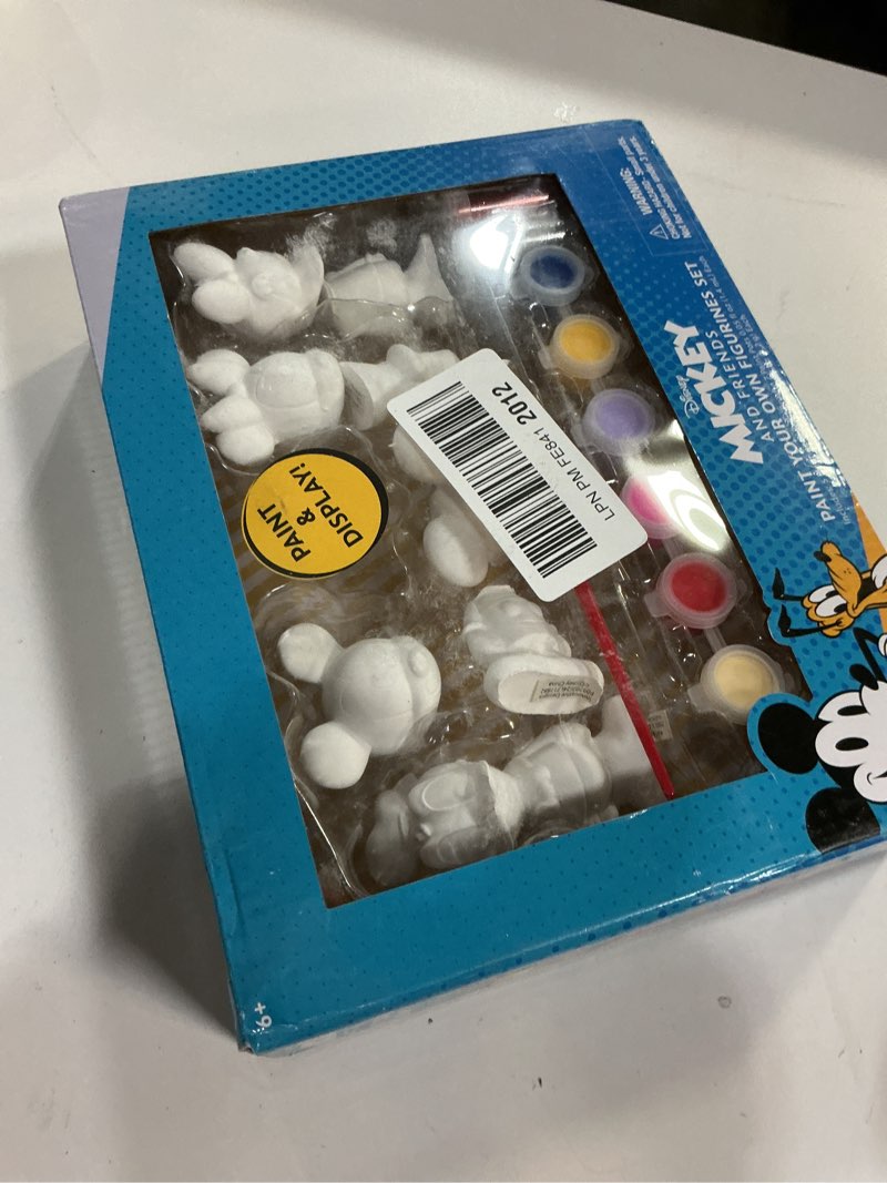 Condition photo showing Good Condition for Innovative Designs Disney Mickey and Friends DIY Paint Your Own Figurines Arts and Crafts Set for Kids, Paint, Paint Brush, and Glitter – Mickey Mouse, Minnie Mouse, Daisy and Donald Duck