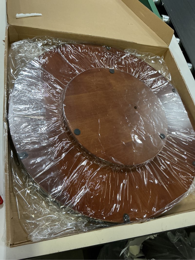 Condition photo showing Good Condition for farmhouse oak 21" lazy susan turntable organizer for cabinet, round wooden lazy susan organization and storage for dining table, pantry, kitchen, countertop, cupboard,home decor, walnut (21) walnut 21 inches