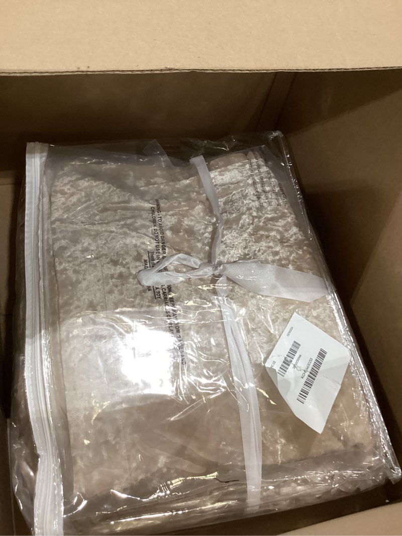 Condition photo showing As Is for Comfort Spaces Luxe Queen Comforter Set Velvet Comforters for Queen Size Bed, Microfiber Reverse, Juliette, All Season Velvet Bedding Queen Size, Fluffy Bed Set, Sham, Full/Queen, Champagne 3 Piece Champagne Comforter Full/Queen