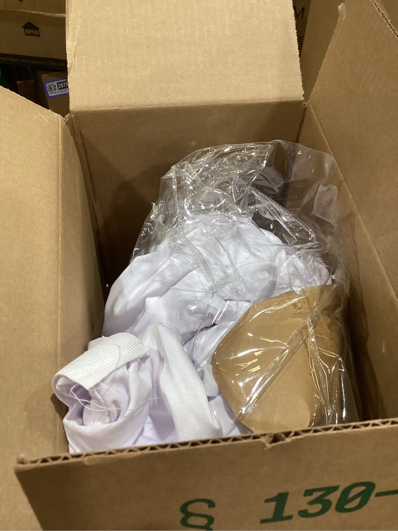 Condition photo showing As Is for brillmax 4 pack white tablecloths 90 x 156 inch for 8ft rectangle tables - 150 gsm polyester fabric, floor length drop, water, stain & wrinkle resistant cloth cover for wedding reception banquet white 90x156 in, 4 pack