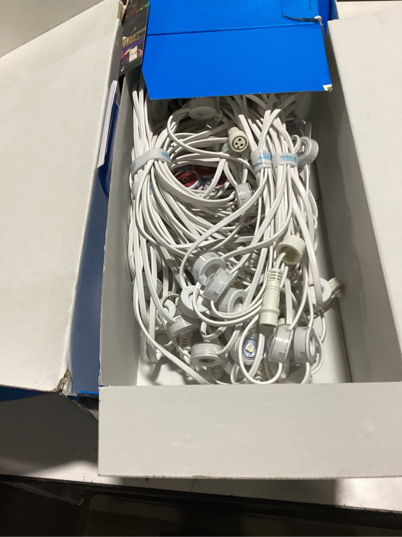 Condition photo showing As Is for Permanent Outdoor Lights 100ft RGB+IC with 72 Smart AI Eave Lights with Remote APP Control, DIY LED Color Individual, Christmas Outdoor Light, Party, Compatible with Alexa, Google Assistant