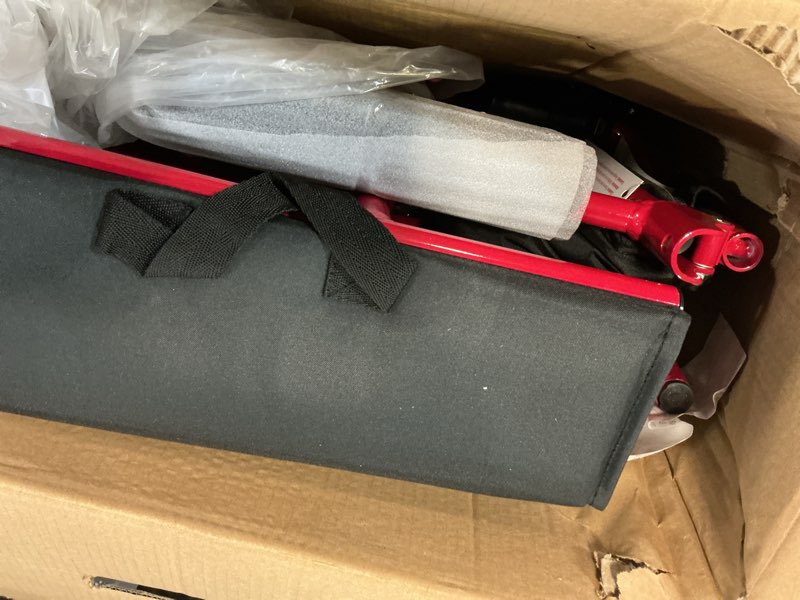 Condition photo showing Good Condition for Medline Ultra Lightweight Transport Wheelchair for Adults, Foldable, 19-Inch Seat Width, Red Frame, Black Upholstery