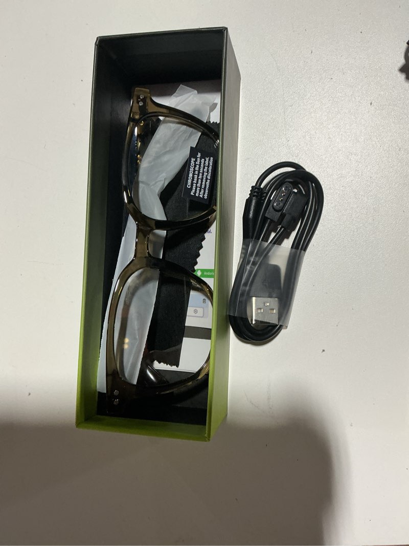 Condition photo showing Good Condition for Al Smart Glasses for Women & Men, AI-Powered By Live Recording/Simultaneous Interpretation/Real-Time Translation Glasses, Translator Bluetooth Glasses with Photochromic Lenses, Support 160+ Languages Brown Frame-Black Temples