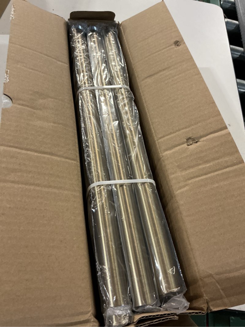 Condition photo showing New/Like New for warm gold curtain rods for windows small 28 to 48 inch 1" diameter short adjustable heavy duty antique brass metal decorative with finials vintage brushed bronze for living room bedroom kitchen warm gold 16"-60"|1 pack