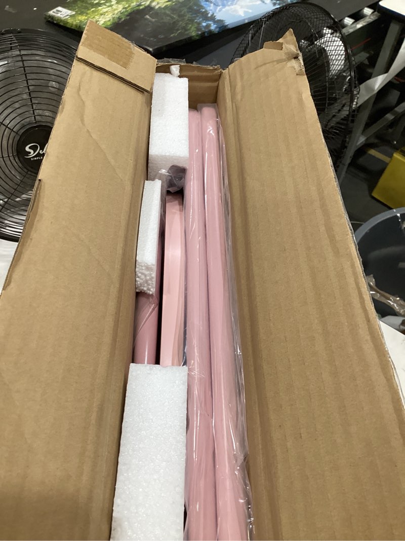Condition photo showing New/Like New for vasagle lilea collection - small round side end table, modern nightstand with fabric basket, jelly pink and cream white ulet223r61 jelly pink + cream white round + 1 pack