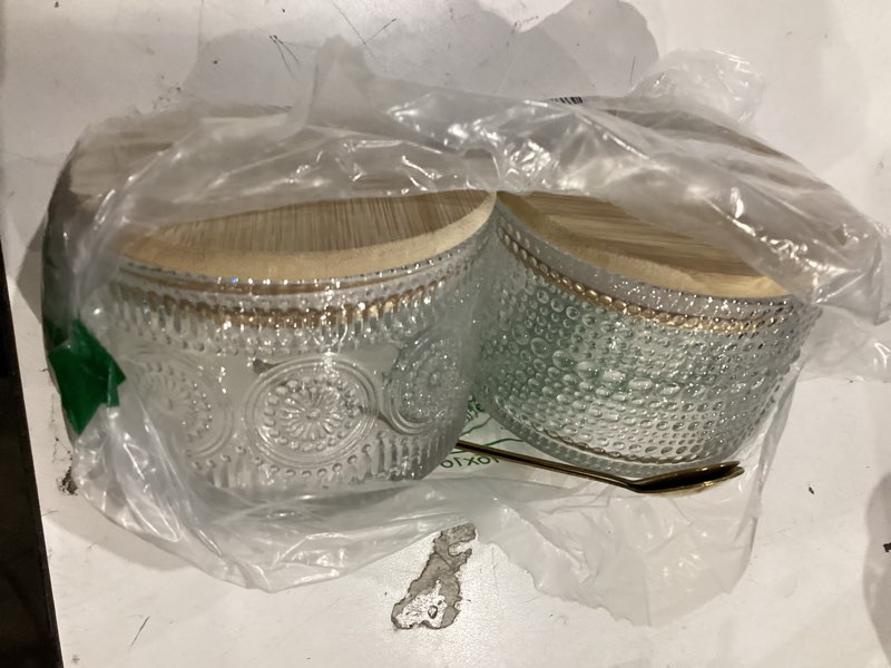 Condition photo showing Good Condition for mfacoy vintage coffee mugs set of 2, 14 oz embossed glass cups with handle, clear cups for cappuccino, latte, cereal, yogurt, milk, hot or cold beverages translucent