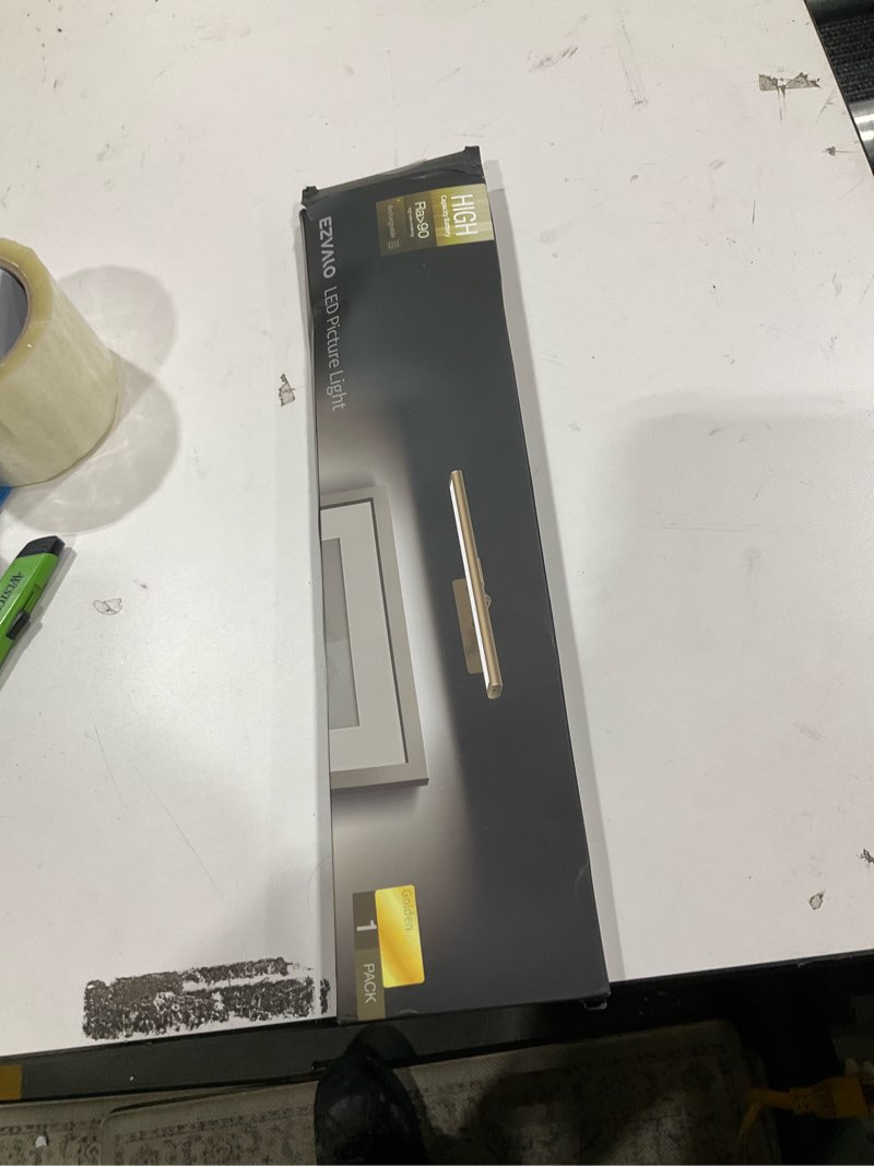 Condition photo showing Good Condition for ezvalo picture light for wall, 4800mah rechargeable wireless remote lights, 16'' dimmable magnetic led art painting light with 3 color temps, display for gallery, living room, bedroom, hallway (gold) gold 1pack-16in