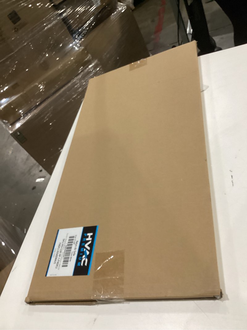 Condition photo showing New/Like New for hvac premium 12'' x 26'' [duct opening] flat stamped steel return air grille - sidewall and ceiling - hvac vent duct cover - white [outer dimensions: 13.75''w x 27.75''h] 12 x 26