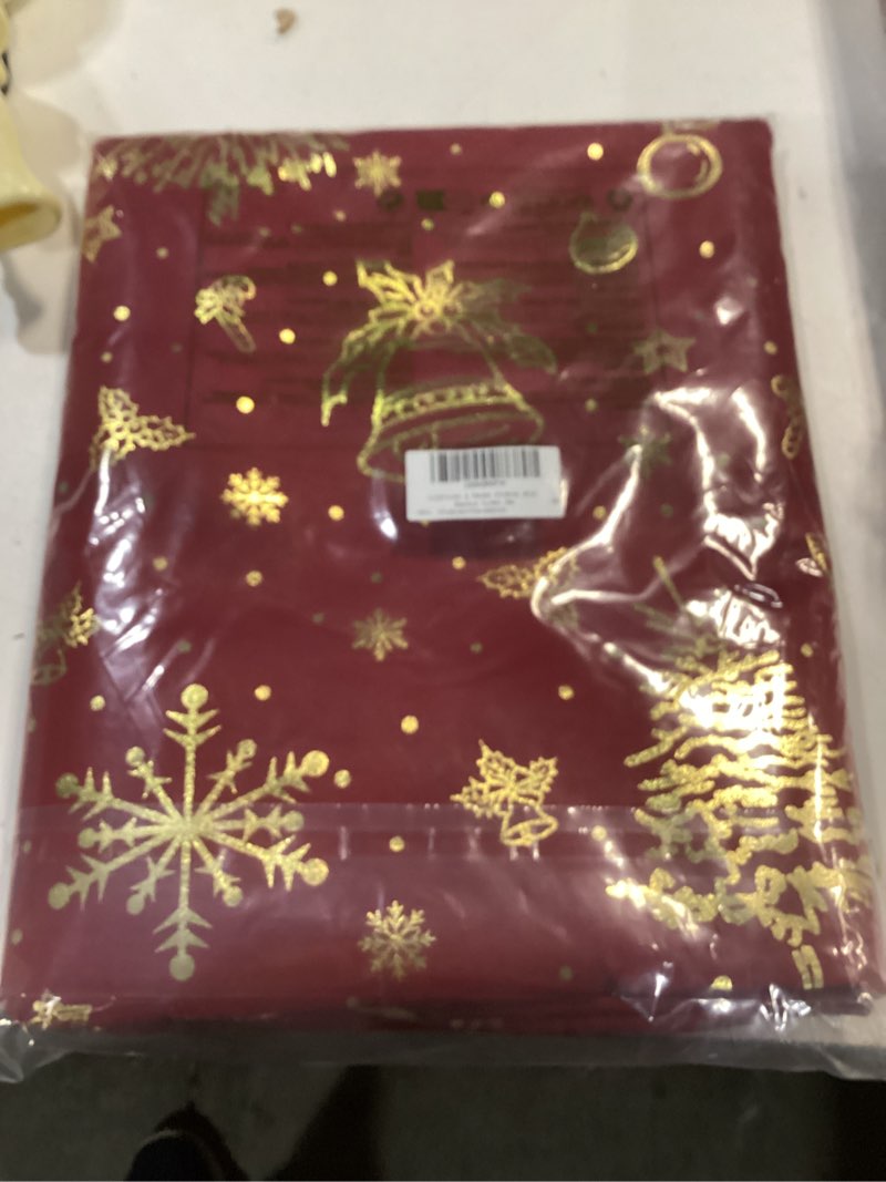 Condition photo showing New/Like New for NICETOWN 2 Panels Christmas Red Grommets Curtains 42 x 63 Inch, Gold Stamping Xmas Theme Window Treatment Drapes for Holiday Party Home Decor, Decorative Blackout Curtain Set Christmas Red 42"W x 63"L (Pack of 2)