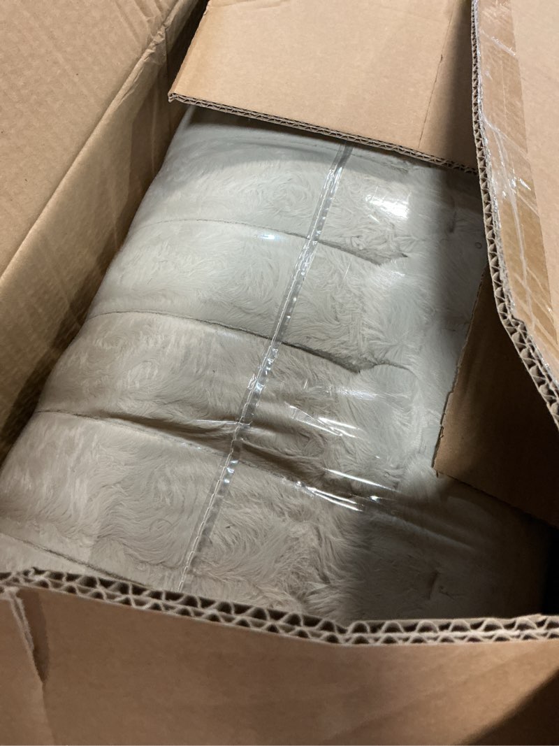 Condition photo showing New/Like New for madison park jasmine king comforter set, luxurious reversible faux fur plush ribbed velvet bedding, fuzzy thick warm winter comforter, super soft fluffy 3-piece set taupe taupe king
