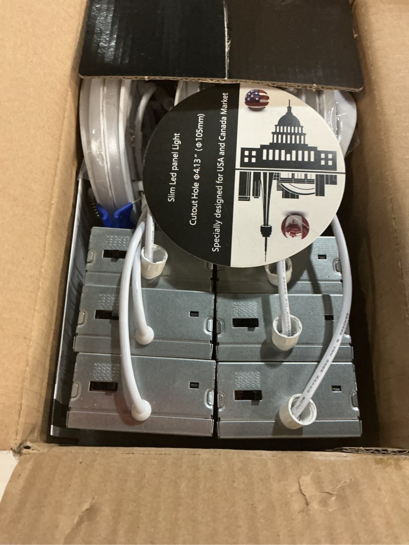 Condition photo showing New/Like New for meconard 6 pack 4 inch 5cct led recessed lighting with night light, 2700k/3000k/3500k/4000k/5000k selectable ultra-thin led recessed ceiling lights, 9w=75w, 750lm, dimmable canless wafer downlight white 4 inch
