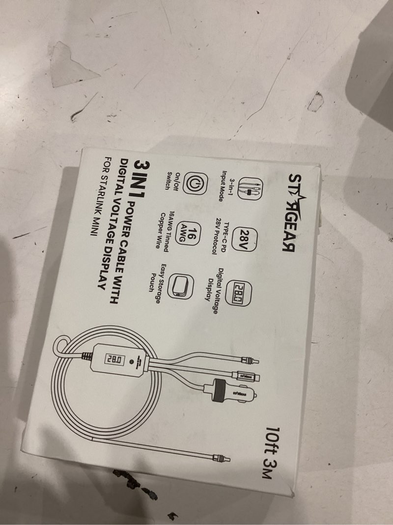 Condition photo showing Good Condition for starlink mini cable 10ft/3m, 3 in 1 cable with digital voltage display & on/off switch, 16awg usb-c/cigarette lighter car adapter/dc to dc starlink mini power cable, work with 140w+ pd supply
