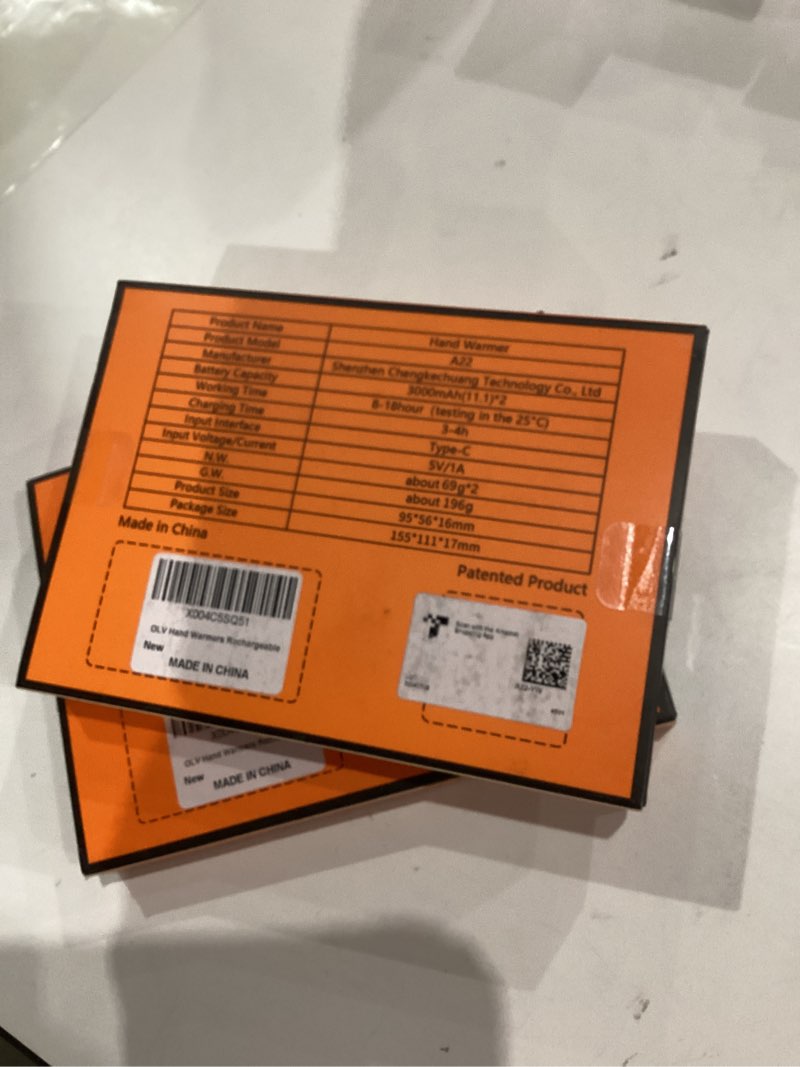 Condition photo showing New/Like New for OLV Hand Warmers Rechargeable 2 Pack Strong Magnetic 18Hrs Longer Heating Portable Pocket-Sized Hand Warmer 6000mAh USB Hot Heater Birthday Gifts for Men Women Camping,Golf,Hunting,Travel Essentials