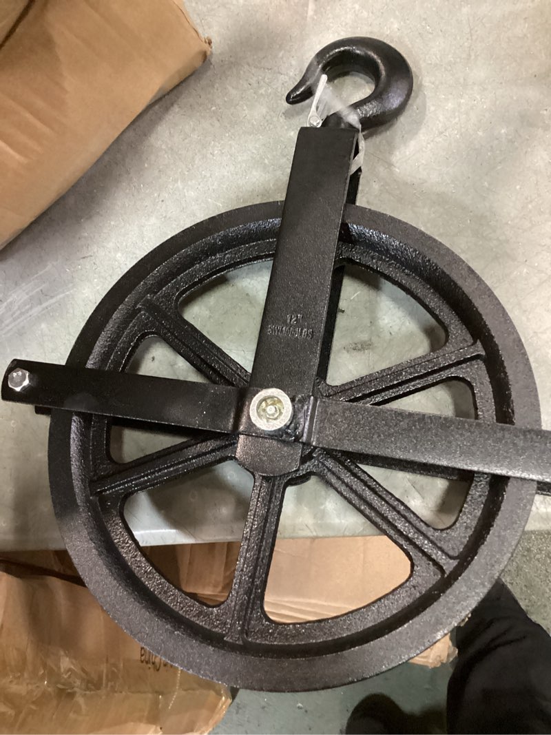 QWORK Scaffolding Wheels, 12\" Aluminum Lifting Pulley, 1000 Lbs Ladder Hook Pulley Scaffold Hoist Pulley for Lifting with Rope