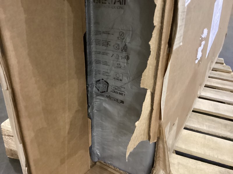 Condition photo showing As Is for Prepac Farmhouse Washed White Hall Tree, Shoe Cabinet, Storage Cabinet with 12 Shoe Cubbies, 2 Boot Cubbies and 6 Double Coat Hooks 15.5" D x 60" W x 77" H