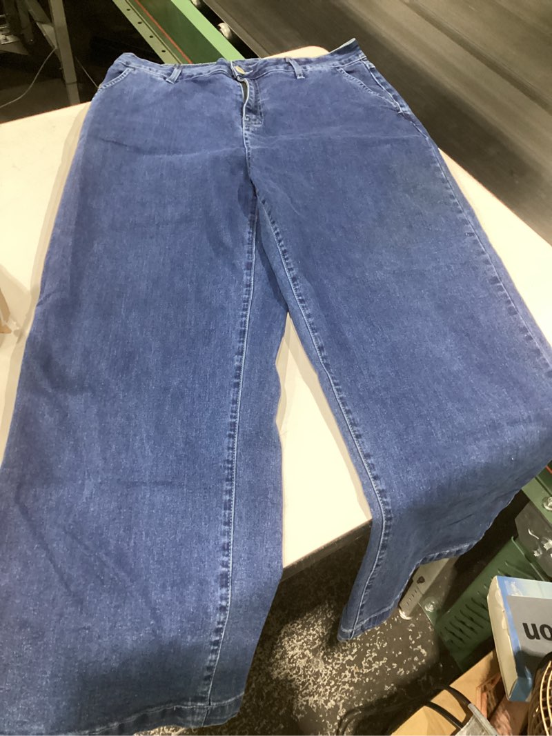 Condition photo showing Good Condition for anrabess womens jeans high waist straight leg stretchy ankle length denim pants with pockets washed navy blue small