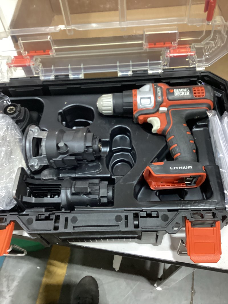 Condition photo showing As Is for black+decker 20v max matrix drill, power tool combo kit, 6-tool set, cordless tool set (bdcdmt1206kitc) 6-tool combo kit
