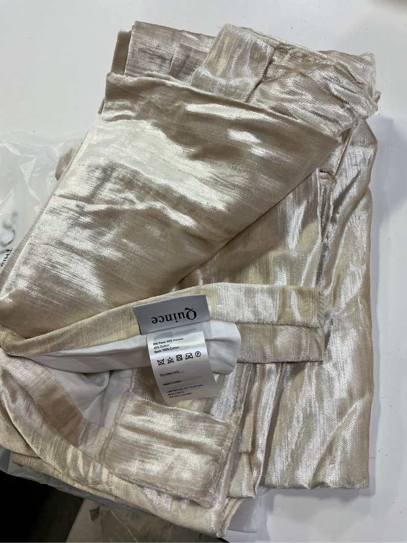 Condition photo showing Good Condition for luster velvet curtain, color champagne (48in x 48in)