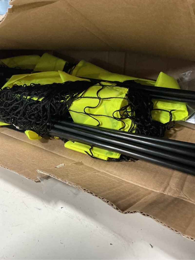 Condition photo showing Good Condition for franklin sports blackhawk backyard soccer goal - portable pop up soccer nets - youth + adult folding indoor + outdoor goals - multiple sizes + colors 9' x 5.5' optic yellow