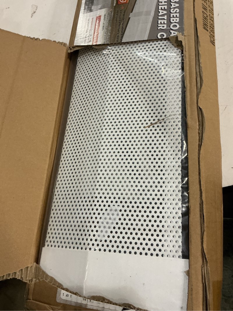Condition photo showing Good Condition for 5ft steel easy slip-on baseboard heater cover with end caps for bathroom & hydronic system for replacing old cover, white cover 5ft ?with end caps?