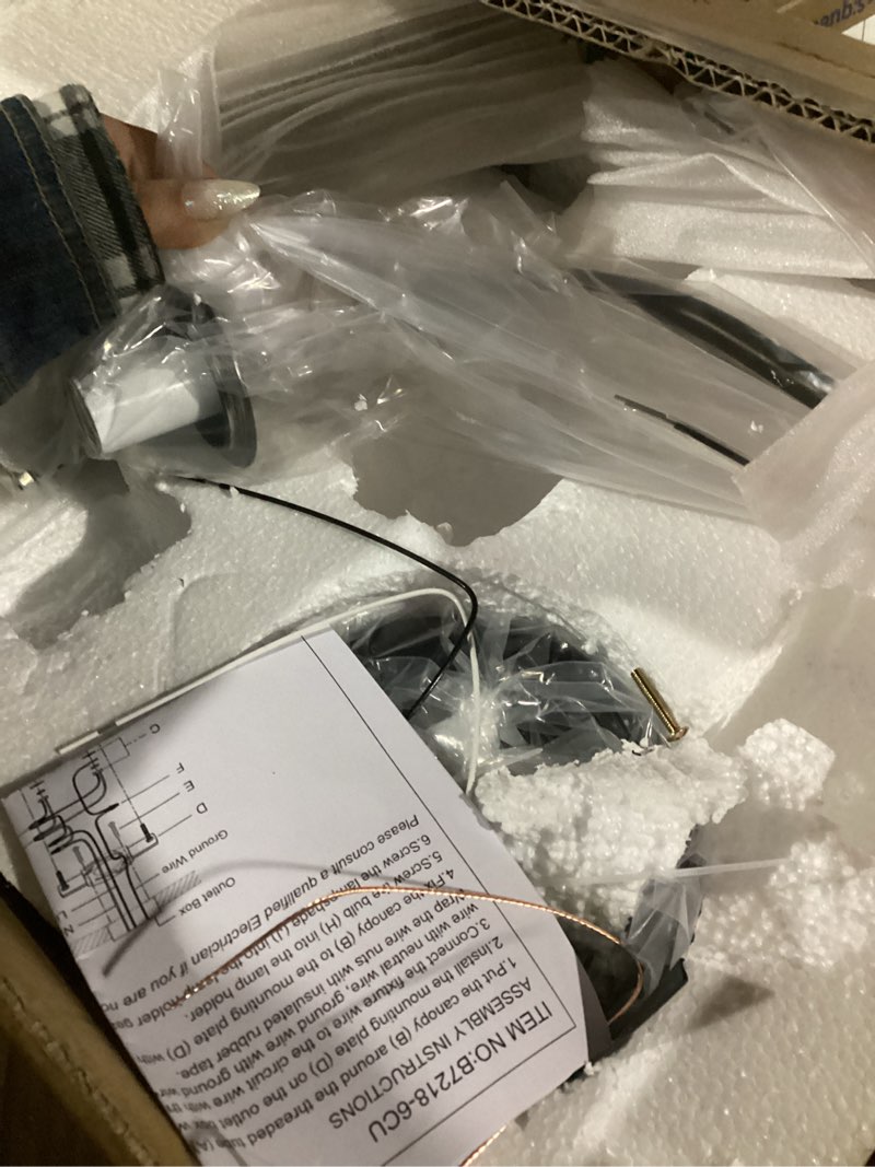 Condition photo showing Good Condition for Modern 6-Light Black Metal Ceiling Light with Globe White Glass Shade Semi Flush Mount Ceiling Light for Living Room Bedroom Sputnik Ceiling Chandelier Light Fixture