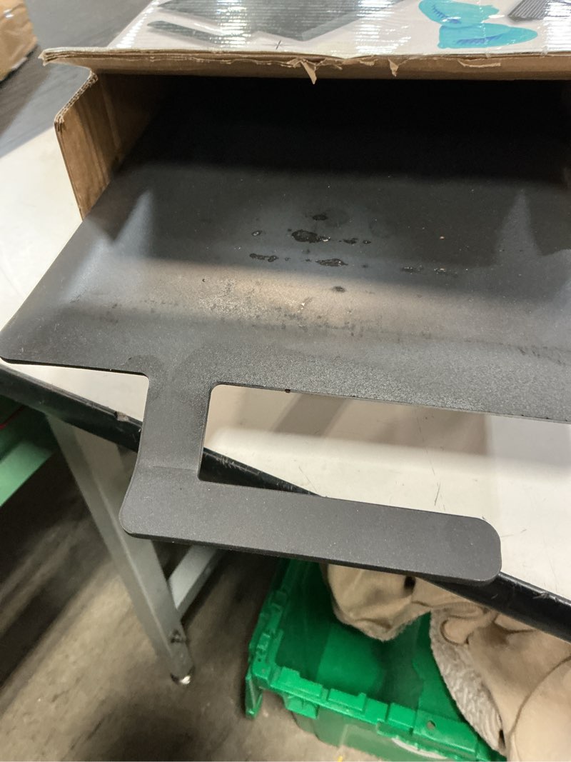 Condition photo showing As Is for premium carbon steel griddle comes with grill press, large non-toxic stovetop flat top pan for gas, electric range, induction, grill & campfire, pre-seasoned nitride coating, oven safe to 1200°f 22.5" x 10.5" x 1.5"