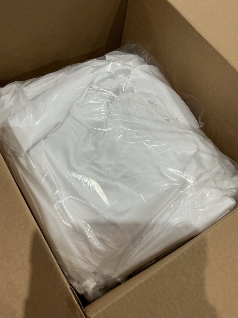 Condition photo showing As Is for 10 pack white round tablecloths, 120 inch stain resistant and wrinkle round table clothes, washable polyester table clothes cover for kitchen dining, wedding birthday party, buffet restaurant, banquet white 10 pack-120 inch round
