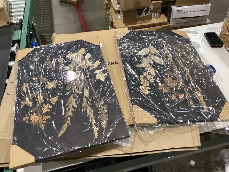 Condition photo showing New/Like New for vintage floral wall art decor black botanical canvas art moody flower wall art dark academia poster painting vintage floral prints pictures for bedroom living room 16x24 inch framed set of 2 16"x24" wrapped canvas dark florals prints