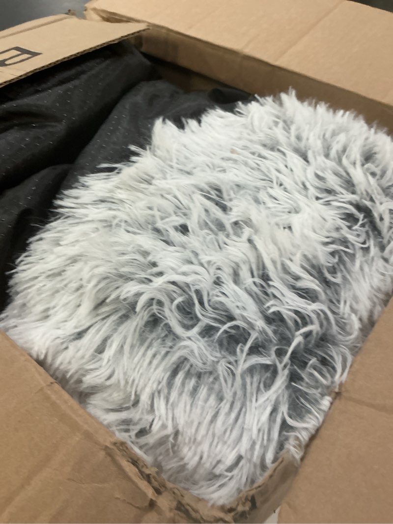 Condition photo showing As Is for Calming Dog Bed Fluffy Plush Dog Mat for Furniture Protector with Removable Washable Cover for Large Medium Small Dogs and Cats (Extra Large (53x39.3x6), Light Grey) 53.0"L x 39.3"W x 6.0"Th Light Grey