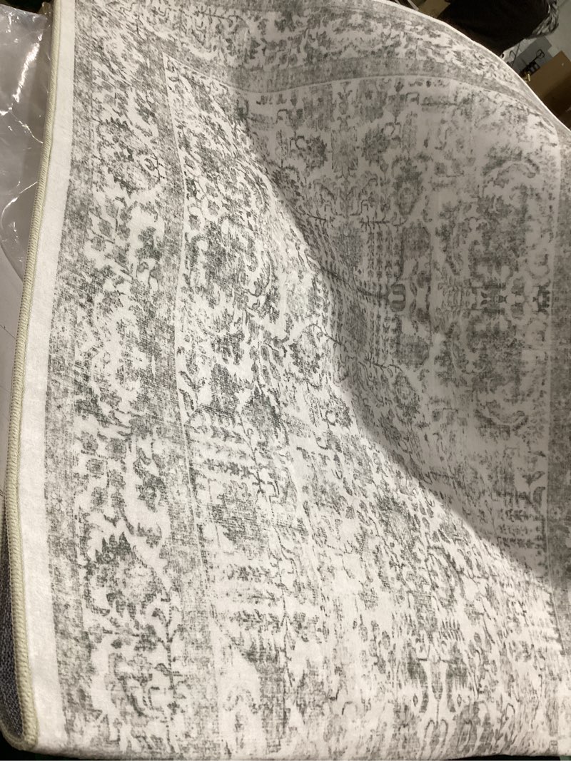Condition photo showing Good Condition for similar to gray area rug 5x7 machine washable vintage living room distressed non slip carpet traditional indoor bedroom grey retro floral accent throw large rug for office kitchen bathroom dining room 5' x 7' (rectangular) accent | grey