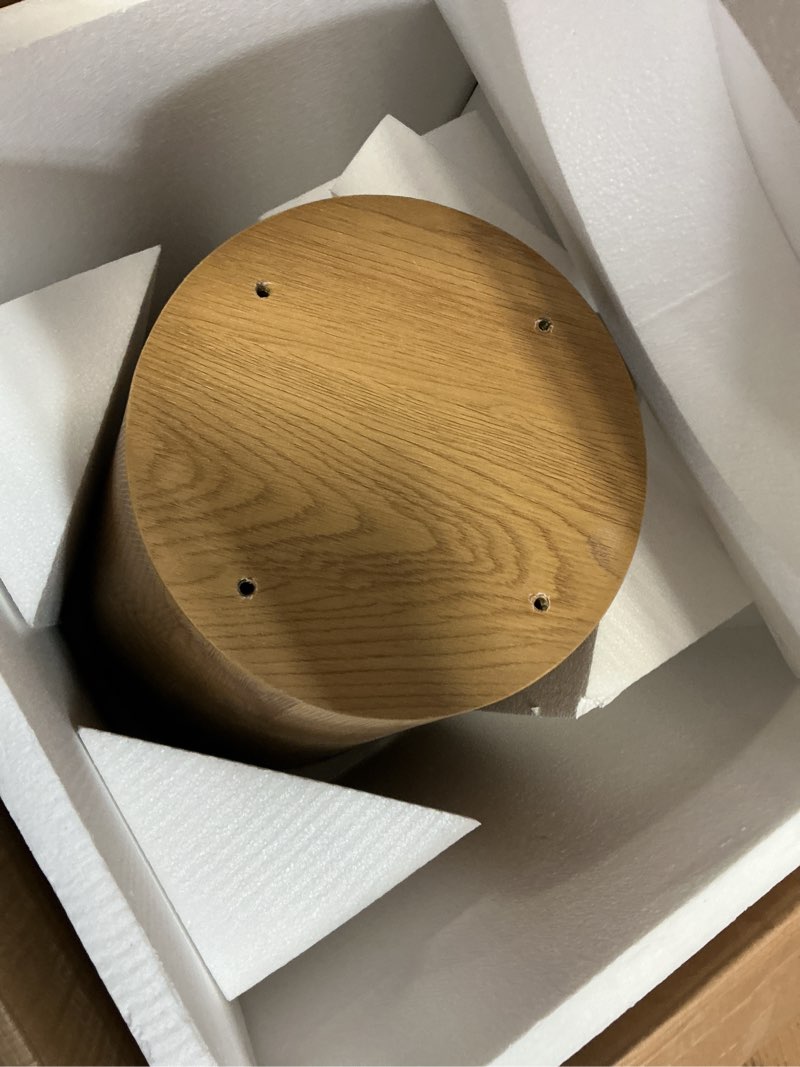 Condition photo showing As Is for (Box 1 of 2 )(incomplete) Round Dining Room Table for 4, 43.3'' Modern Wood Farmhouse Kitchen Table with Cylindrical Pedestal, Circle Dining Tables for Kitchen, Living Room, Cafe, Apartment, Small Spaces