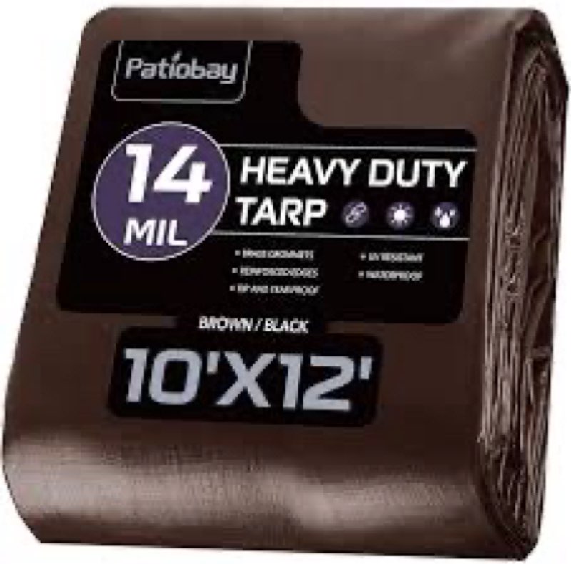 Patiobay Tarp 10x12FT, 14 Mil Large Tarp, Tarps Heavy Duty Waterproof with Grommets Every 23.6", 420