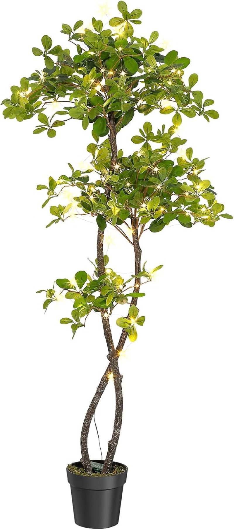 garveehome artificial plants indoor, 5 ft fake black olive tree with lights tall fake plants in plastic nursery pot fake tree artificial trees for home decor office living room 5ft