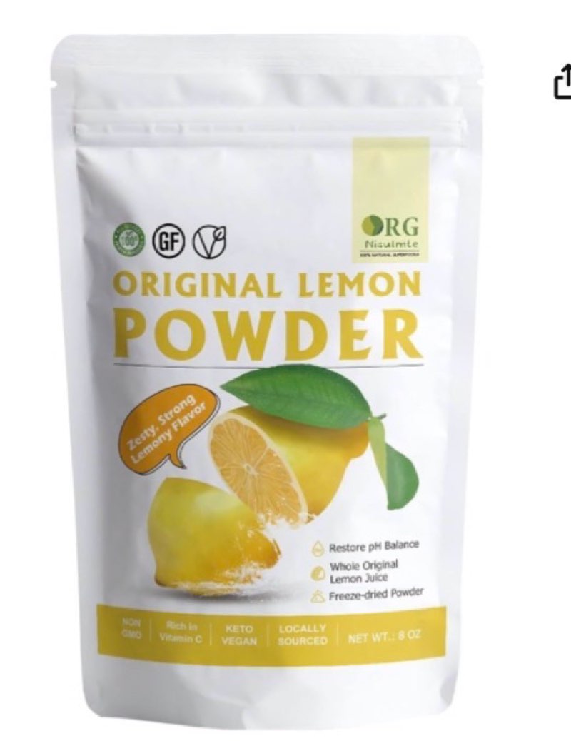 Lemon Powder,Whole Lemon Juice Freeze Dried Powder Strong Lemony Flavor 8 Oz