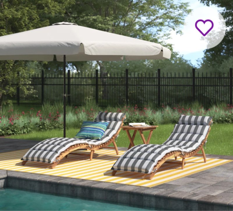 Alois Chaise Lounge Set with Cushion and Table
