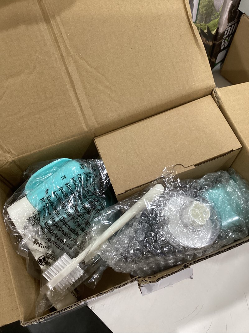 Condition photo showing Good Condition for cambom rotary cheese grater hand crank cheese shredder for fresh cheese, vegetable, nuts,non-slip suction base, free cleaning brush three blades, blue 3 blades blue