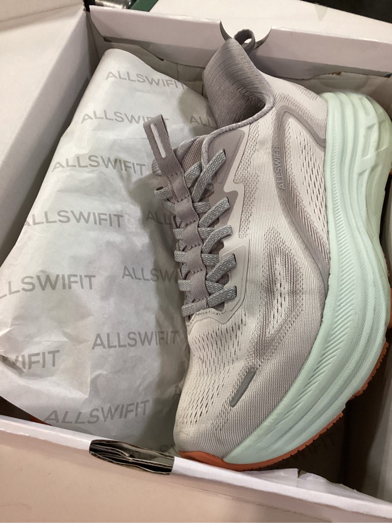 Condition photo showing Good Condition for allswifit women's slip on walking shoes hands-free cushion running tennis shoes non-slip comfortable workout gym sports athletic fashion sneakers activebreeze2.0 7.5 grey
