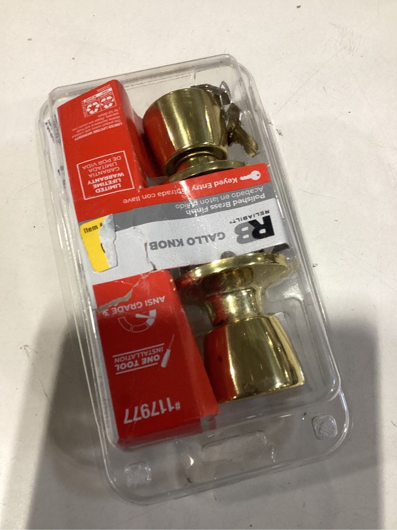 RELIABILT Gallo Polished Brass Exterior Keyed Entry Door Knob