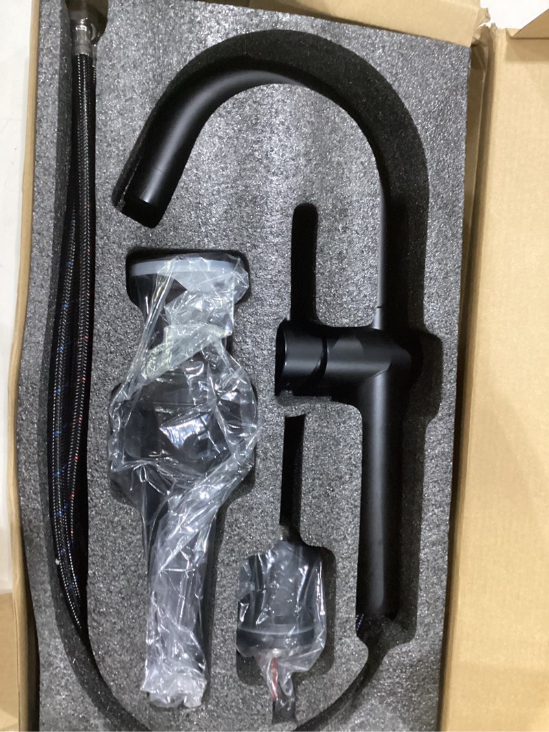 Condition photo showing Good Condition for kenes matte black tall bathroom vessel sink faucet, single handle bathroom faucet single hole, tall vanity faucet with pop up drain and supply lines, ke-9005c-2 tall matte black