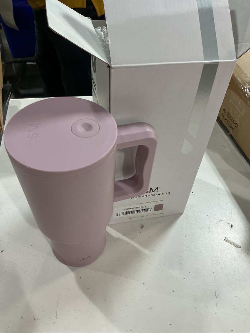 Condition photo showing New/Like New for simple modern 30 oz trek tumbler with handle and straw lid | cup holder friendly insulated stainless steel travel mug | lavender mist -lavender mist 30 ounces
