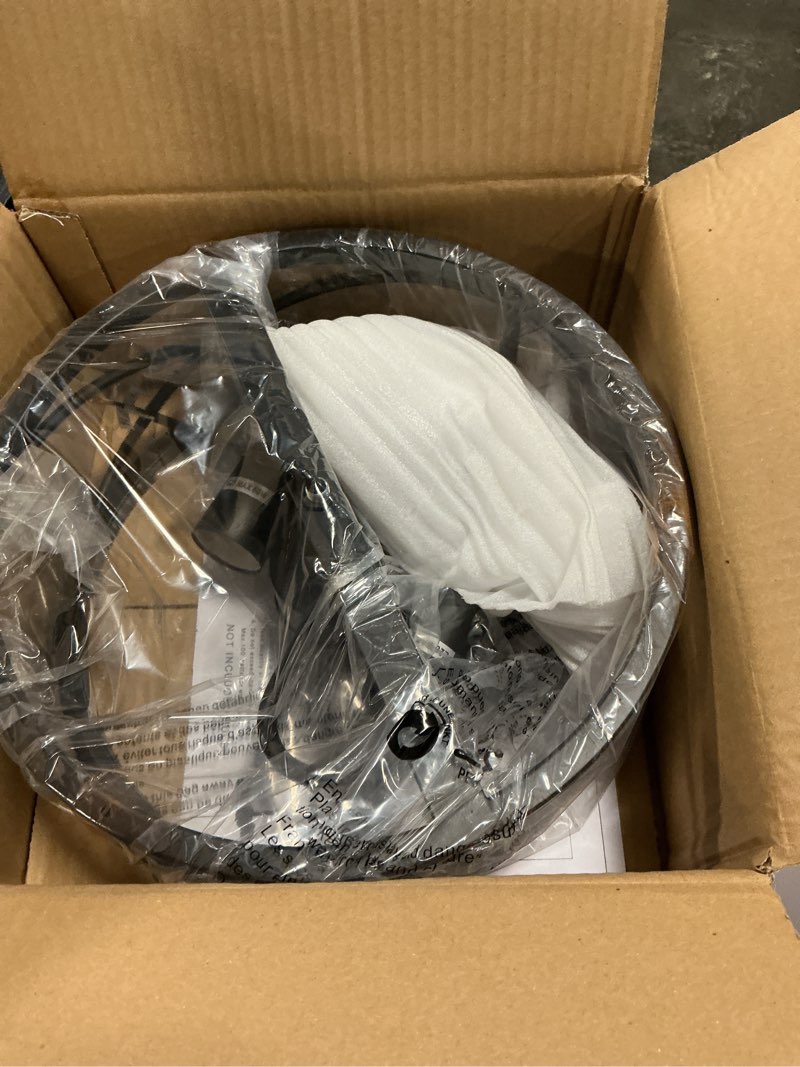 Condition photo showing New/Like New for farmhouse semi flush mount ceiling light fixtures, 11.8“ 2-light black industrial sloped ceiling lighting with metal cage for kitchen, hallway, entryway, laundry room, bedroom, e26