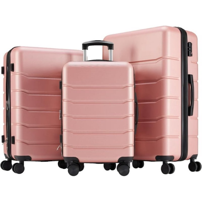 3-Piece Luggage Sets, Lightweight Hardside Suitcases with Spinner