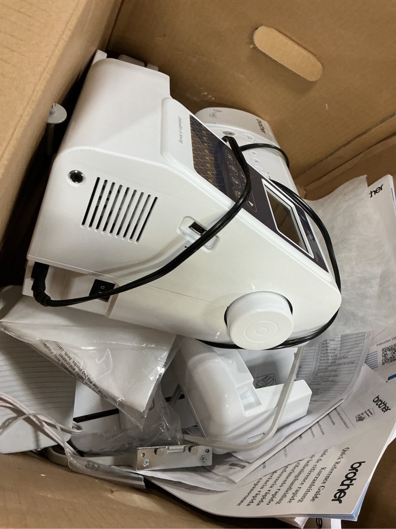Condition photo showing As Is for Brother SE700 Sewing and Embroidery Machine, Wireless LAN Connected, 135 Built-in Designs, 103 Built-in Stitches, Computerized, 4" x 4" Hoop Area, 3.7" Touchscreen Display, 8 Included Feet, White 16"x7"x12