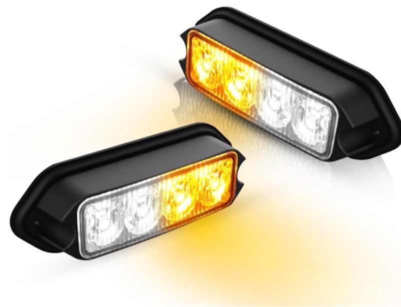 AMEXMART 2-Pack Amber Strobe Lights Grille Lamp Surface Mount Flashing Lights LED Emmergency Warning