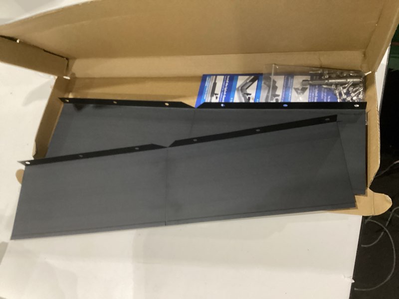Condition photo showing As Is for 2 pcs gutter valley splash guards, aluminum roofing gutter guard with screws, foldable roof rain diverter for house shingle roofs corner, valley, or straight, black
