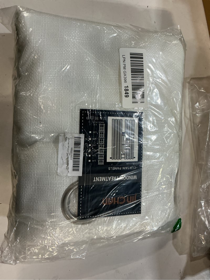 Condition photo showing Good Condition for jinchan white linen textured curtains 108 inch long 2 panels for living room grommet top light filtering window drapes for bedroom 38"w x 108"l (pack of 2) grommet white