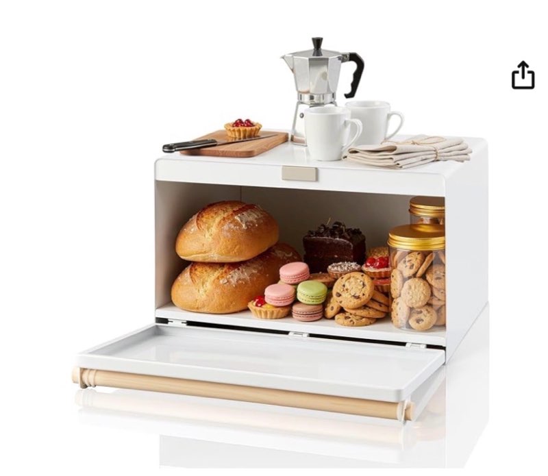 Maxdot Home Bread Box Keeper Holder Container, Metal Bread Holder Saver, Slim Space Saving Counter S