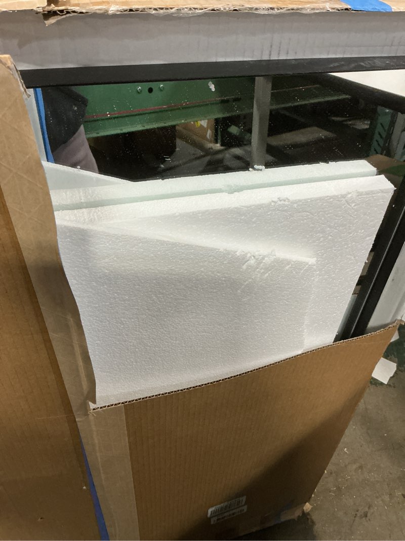 Condition photo showing As Is for Black 40x30 Inch Metal Framed Mirror for Wall, Large Rounded Rectangle Mirror, Anti-Rust, Tempered Glass, Hangs Horizontally or Vertically